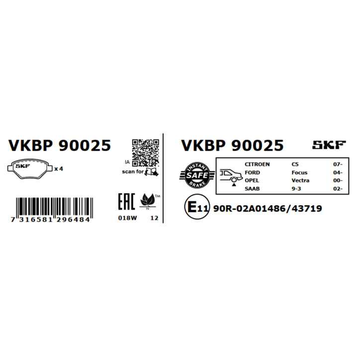 Klocki hamulcowe SKF VKBP 90025
