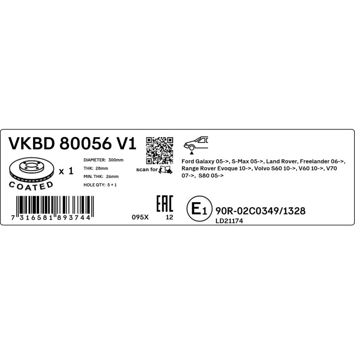 Tarcza hamulcowa SKF VKBD 80056 V1