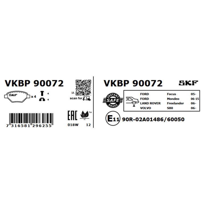 Klocki hamulcowe SKF VKBP 90072