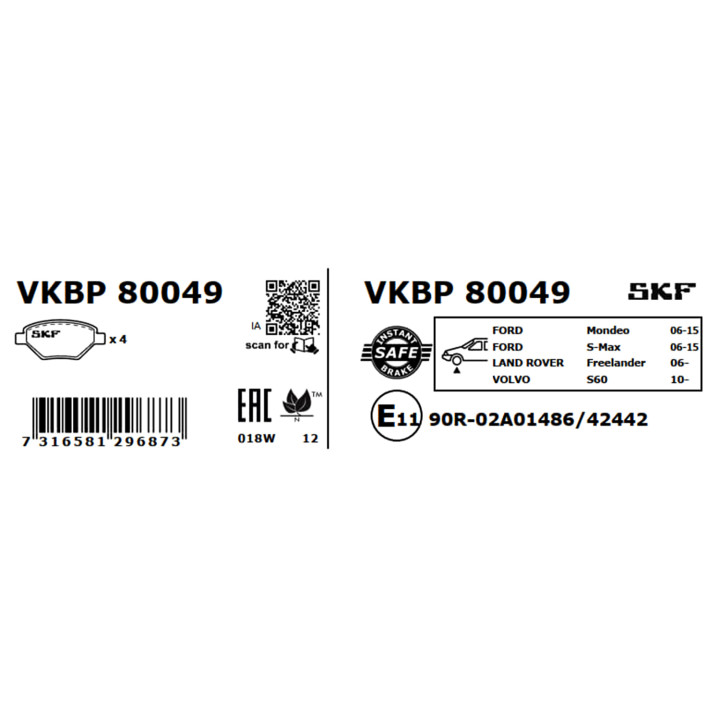 Klocki hamulcowe SKF VKBP 80049
