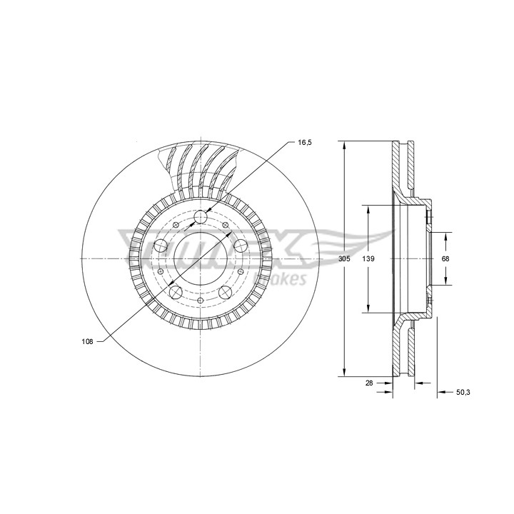 Tarcza hamulcowa TOMEX Brakes TX 74-13