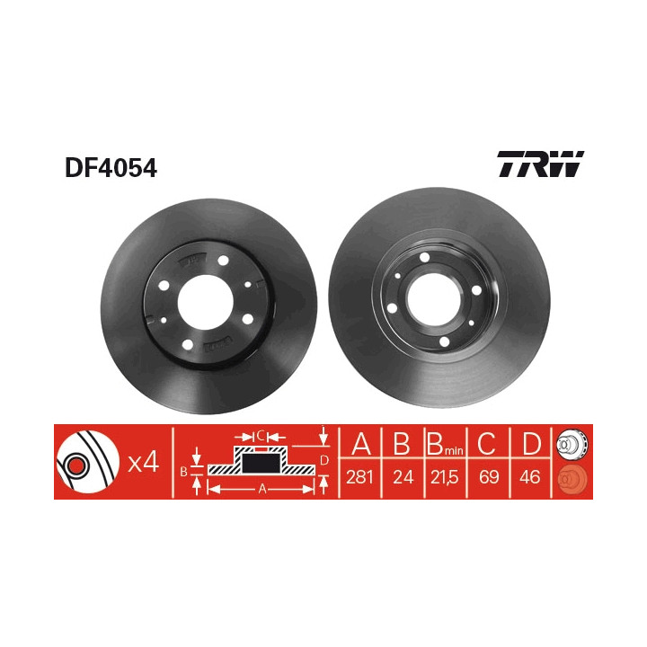 Tarcza hamulcowa TRW DF4054