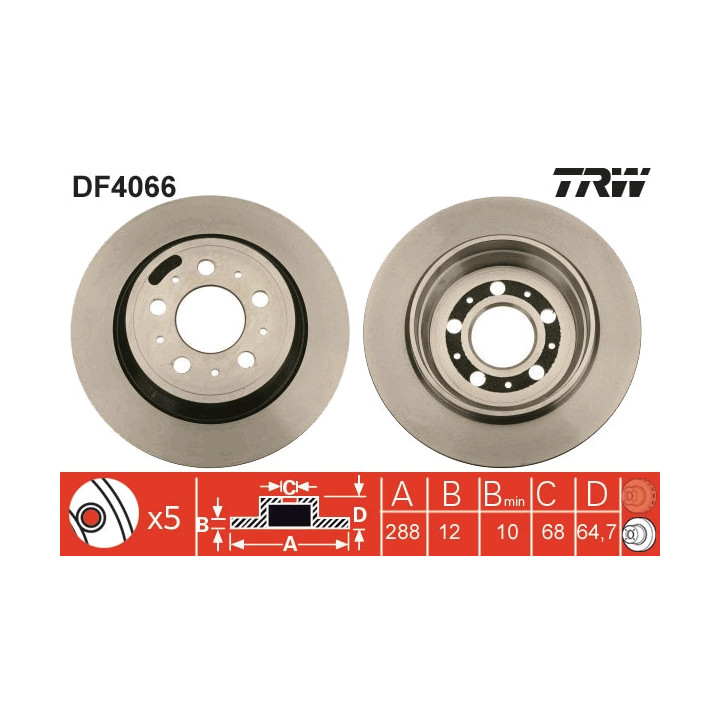 Tarcza hamulcowa TRW DF4066