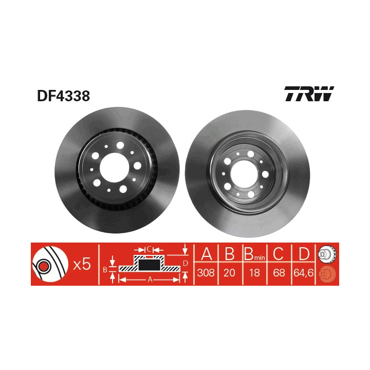 Tarcza hamulcowa TRW DF4338