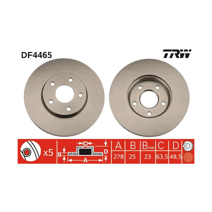 Tarcza hamulcowa TRW DF4465
