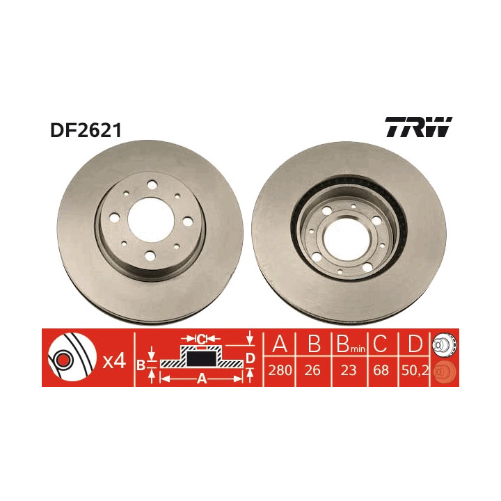 Tarcza hamulcowa TRW DF2621