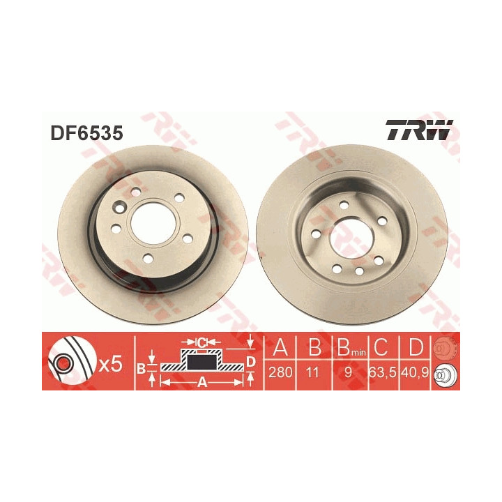 Tarcza hamulcowa TRW DF6535