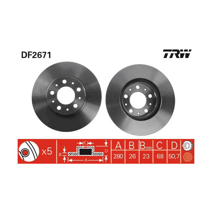 Tarcza hamulcowa TRW DF2671