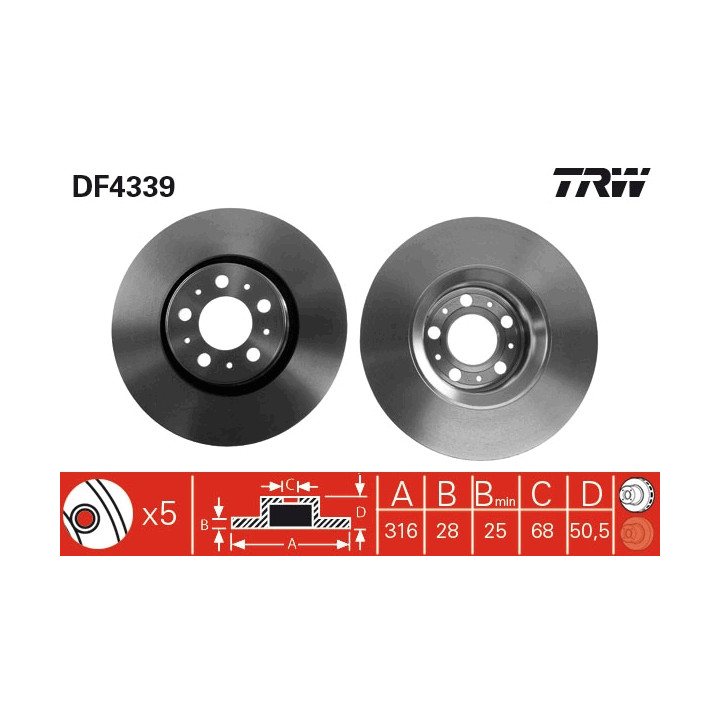 Tarcza hamulcowa TRW DF4339