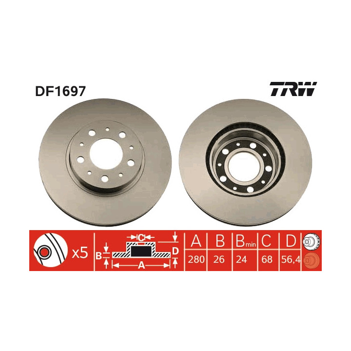 Tarcza hamulcowa TRW DF1697