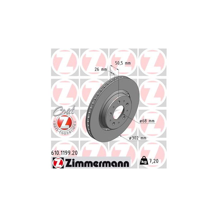 Tarcza hamulcowa ZIMMERMANN 610.1199.20