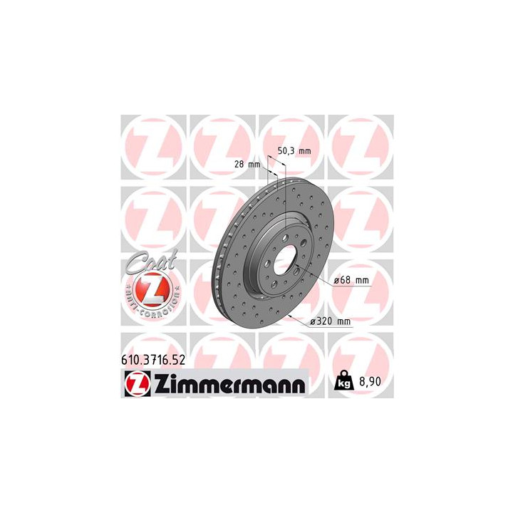Tarcza hamulcowa ZIMMERMANN 610.3716.52