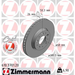 Tarcza hamulcowa ZIMMERMANN 610.3701.20