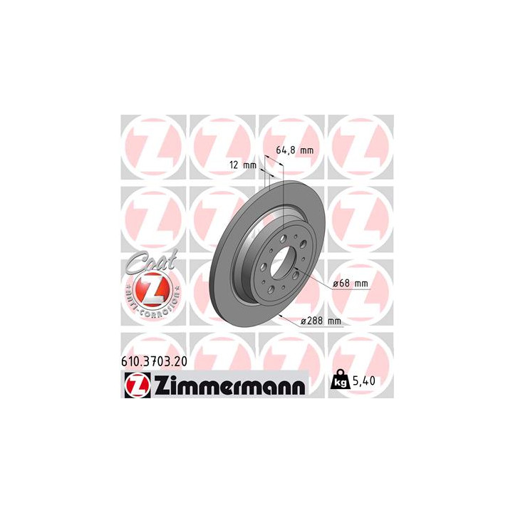 Tarcza hamulcowa ZIMMERMANN 610.3703.20