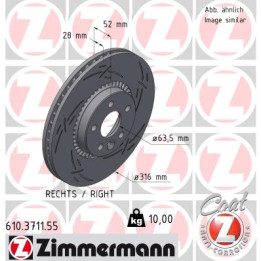 Tarcza hamulcowa ZIMMERMANN 610.3711.55