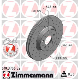 Tarcza hamulcowa ZIMMERMANN 610.3706.52