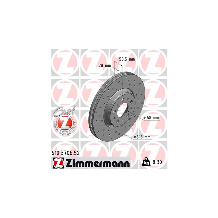 Tarcza hamulcowa ZIMMERMANN 610.3706.52
