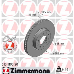 Tarcza hamulcowa ZIMMERMANN 610.1195.20