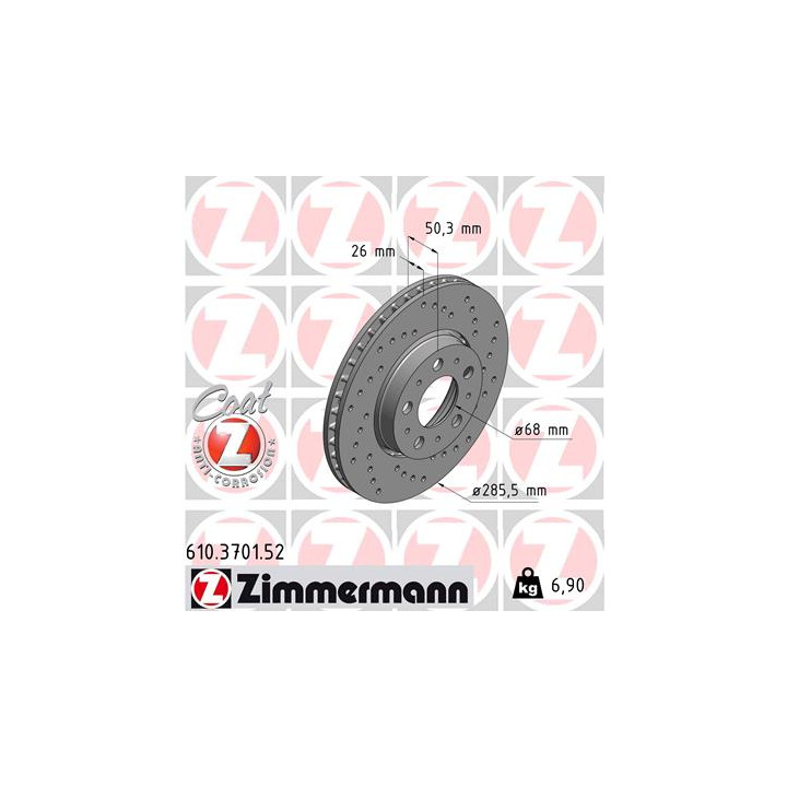 Tarcza hamulcowa ZIMMERMANN 610.3701.52