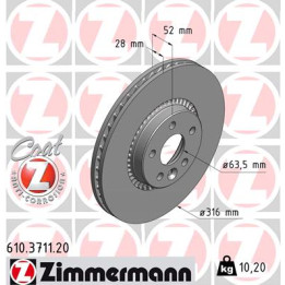 Tarcza hamulcowa ZIMMERMANN 610.3711.20