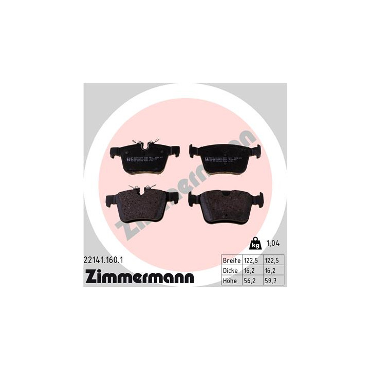 Klocki hamulcowe ZIMMERMANN 22141.160.1