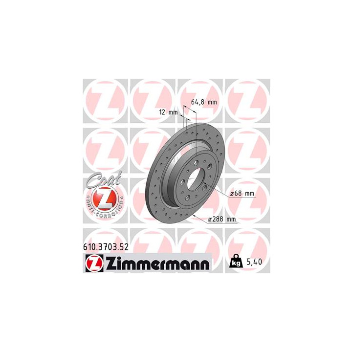 Tarcza hamulcowa ZIMMERMANN 610.3703.52