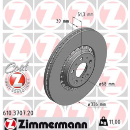 Tarcza hamulcowa ZIMMERMANN 610.3707.20