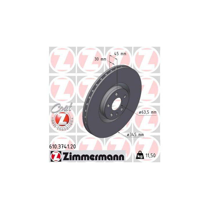 Tarcza hamulcowa ZIMMERMANN 610.3741.20
