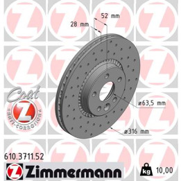 Tarcza hamulcowa ZIMMERMANN 610.3711.52