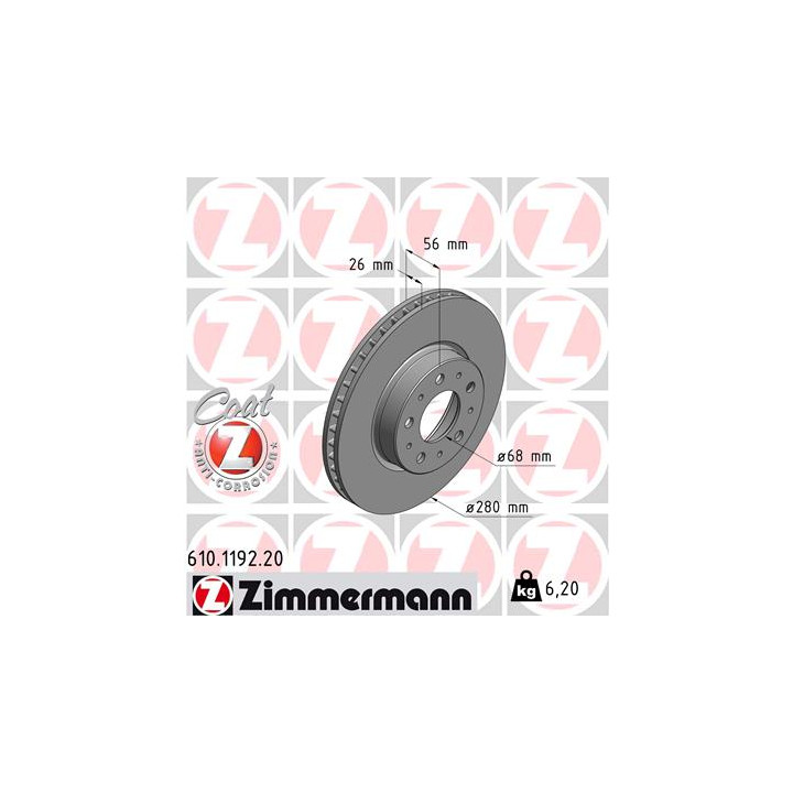 Tarcza hamulcowa ZIMMERMANN 610.1192.20