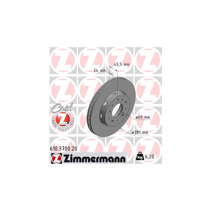 Tarcza hamulcowa ZIMMERMANN 610.3700.20
