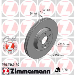 Tarcza hamulcowa ZIMMERMANN 250.1360.20