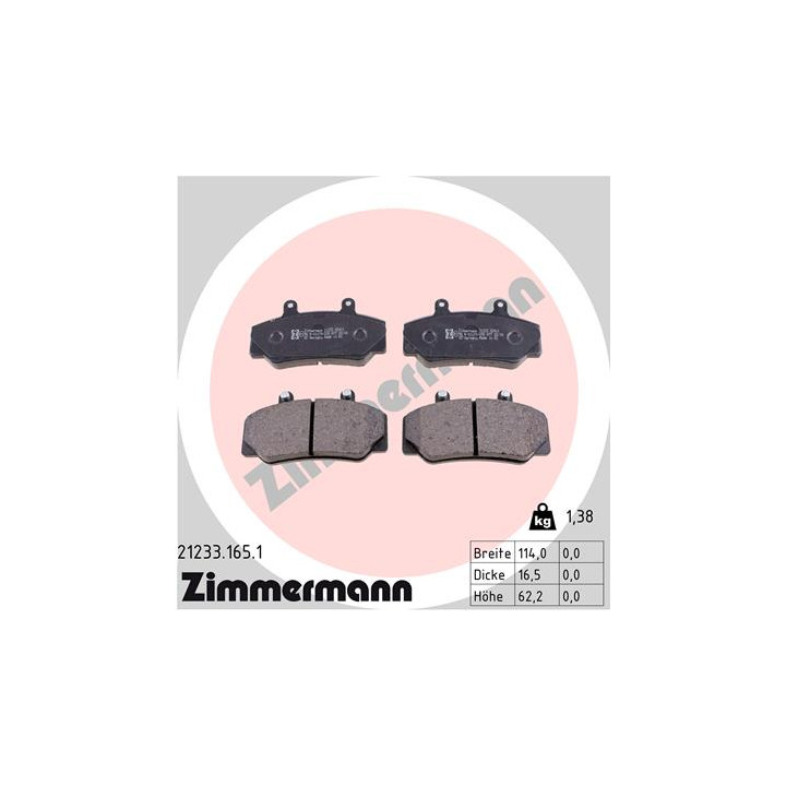 Klocki hamulcowe ZIMMERMANN 21233.165.1