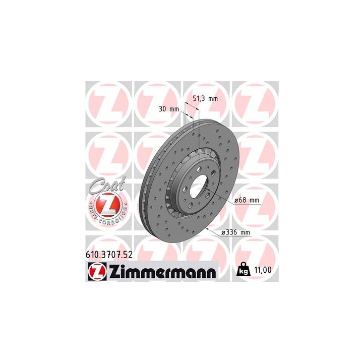 Tarcza hamulcowa ZIMMERMANN 610.3707.52