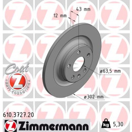 Tarcza hamulcowa ZIMMERMANN 610.3727.20