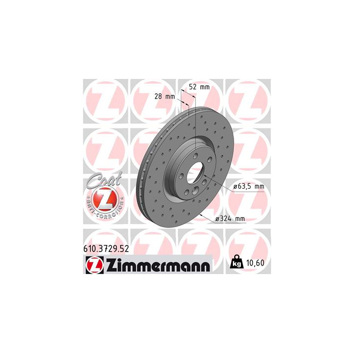 Tarcza hamulcowa ZIMMERMANN 610.3729.52