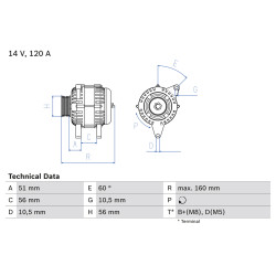 Alternator BOSCH 0 986 039 250