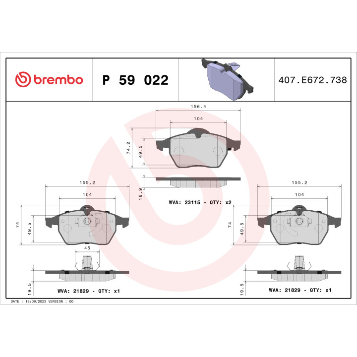 Klocki hamulcowe BREMBO P 59 022