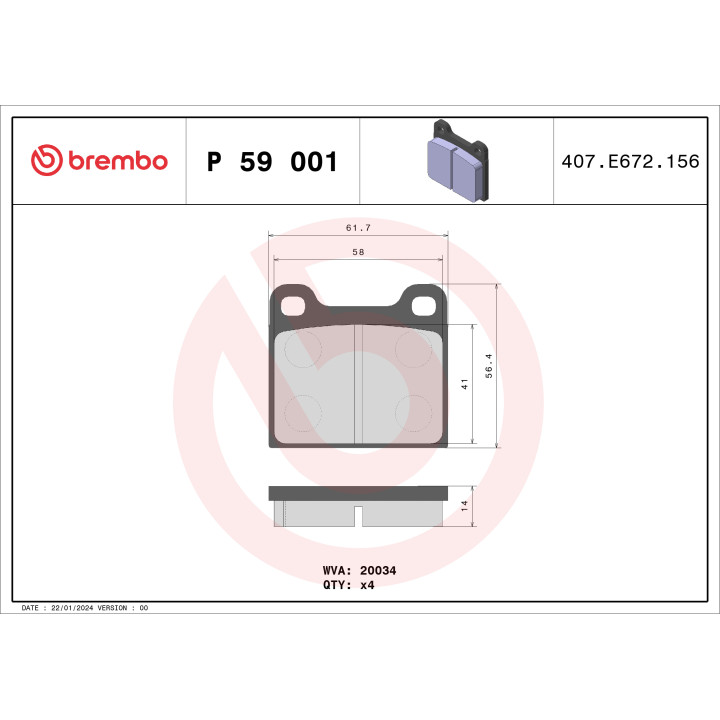 Klocki hamulcowe BREMBO P 59 001