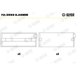 Panewki wału korbowego GLYCO 72-3995 0.25mm