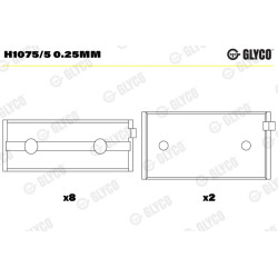 Panewki wału korbowego GLYCO H1075/5 0.25mm