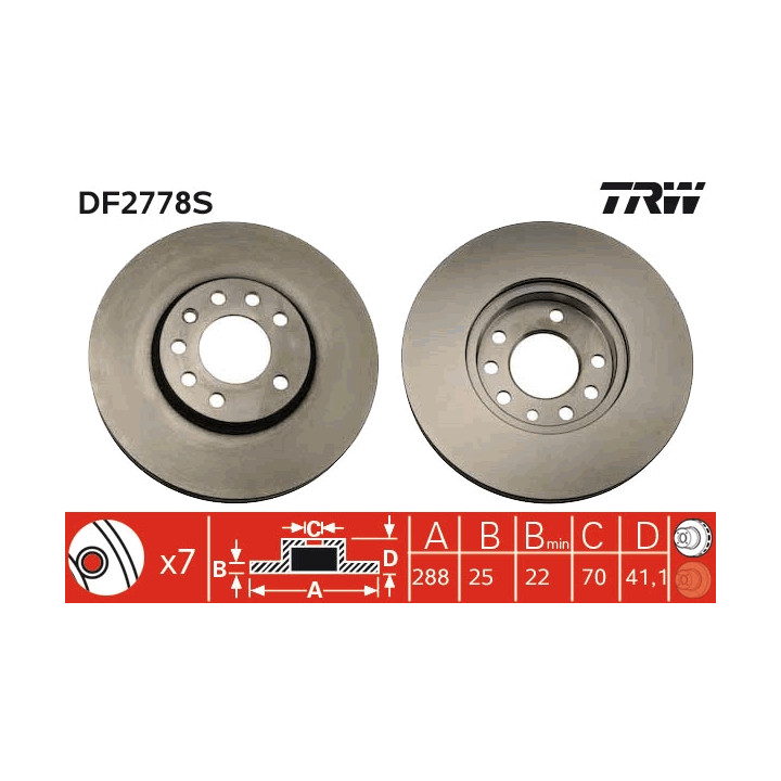 Tarcza hamulcowa TRW DF2778S