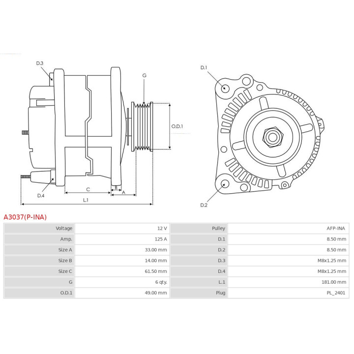 Alternator AS-PL A3037(P-INA)