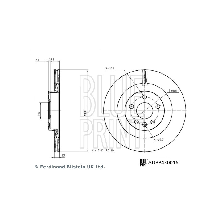 Tarcza hamulcowa BLUE PRINT ADBP430016