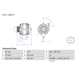 Alternator BOSCH 0 986 043 091
