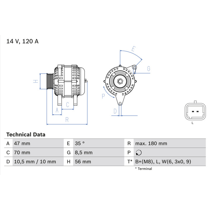 Alternator BOSCH 0 986 043 091