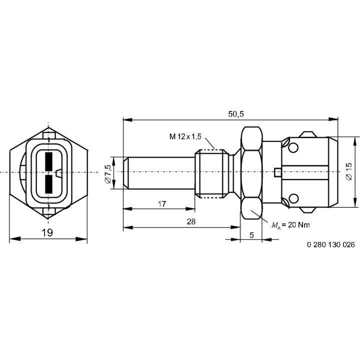 Czujnik temperatury płynu chłodzącego BOSCH 0 280 130 026