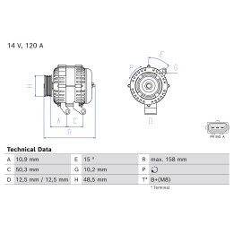 Alternator BOSCH 0 986 082 100