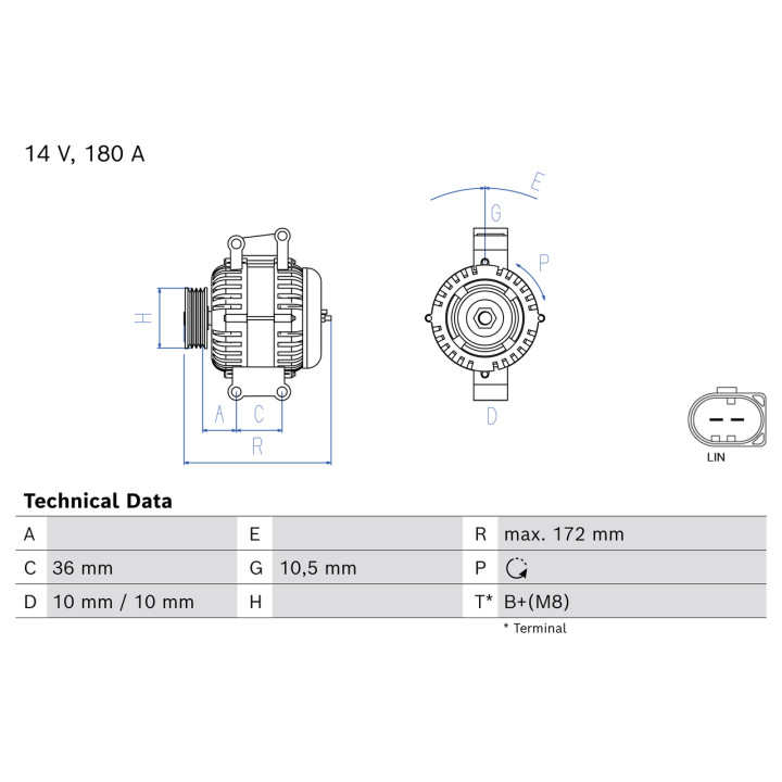 Alternator BOSCH 0 986 086 030