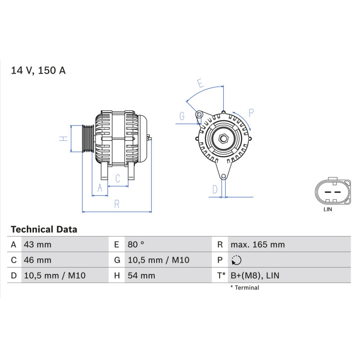 Alternator BOSCH 0 986 081 190